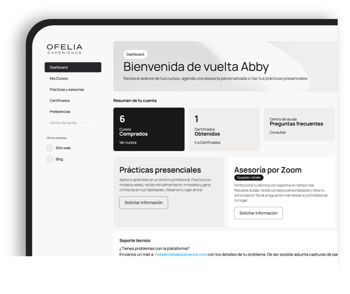 Plataforma online de cursos de armonización orofacial de Ofelia Academy